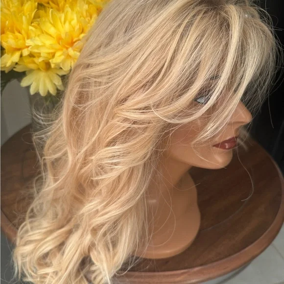 Human Hair Wig by Raquel Welch Hand Tied Top Blonde Rooted STUNNING HIGH-END WIG - Picture 1 of 15